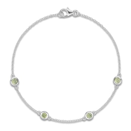 Natural Peridot Bezel-Set Bracelet Sterling Silver 7.25"