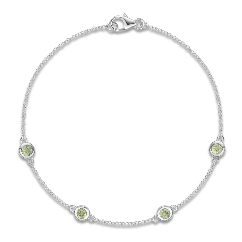 Main Image 1 of Natural Peridot Bezel-Set Bracelet Sterling Silver 7.25"