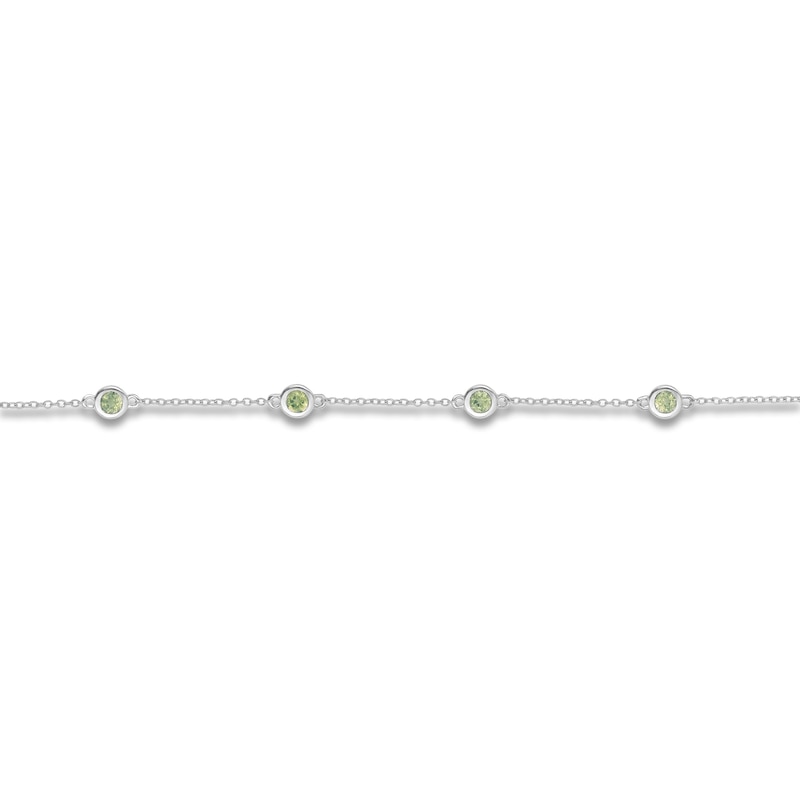 Main Image 3 of Natural Peridot Bezel-Set Bracelet Sterling Silver 7.25"