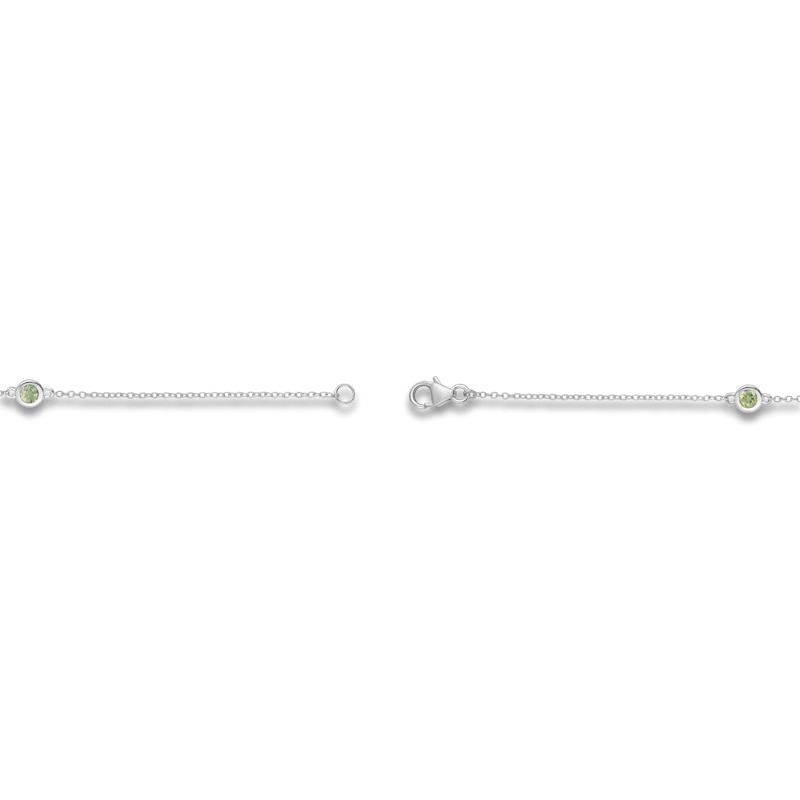 Main Image 4 of Natural Peridot Bezel-Set Bracelet Sterling Silver 7.25"