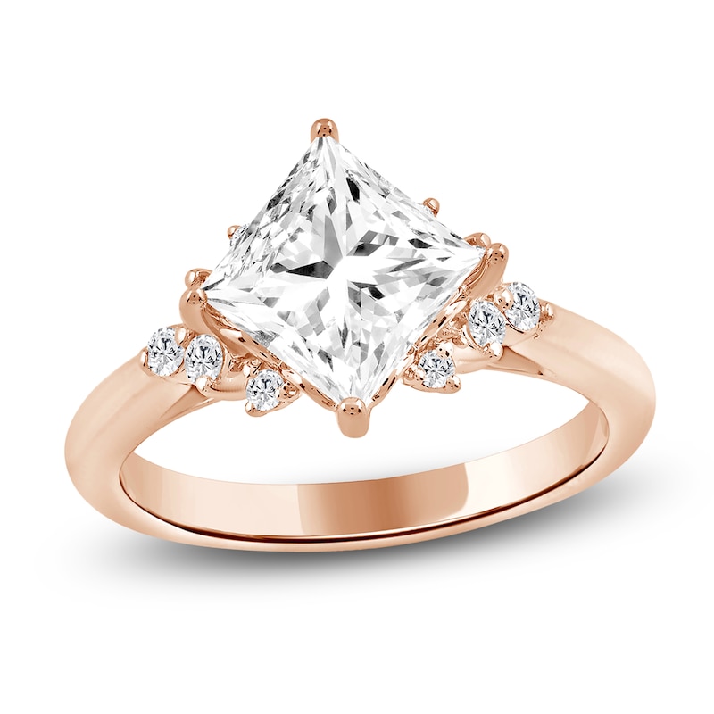 Main Image 1 of Princess-Cut Lab-Grown Diamond Engagement Ring 2-1/6 ct tw 14K Rose Gold