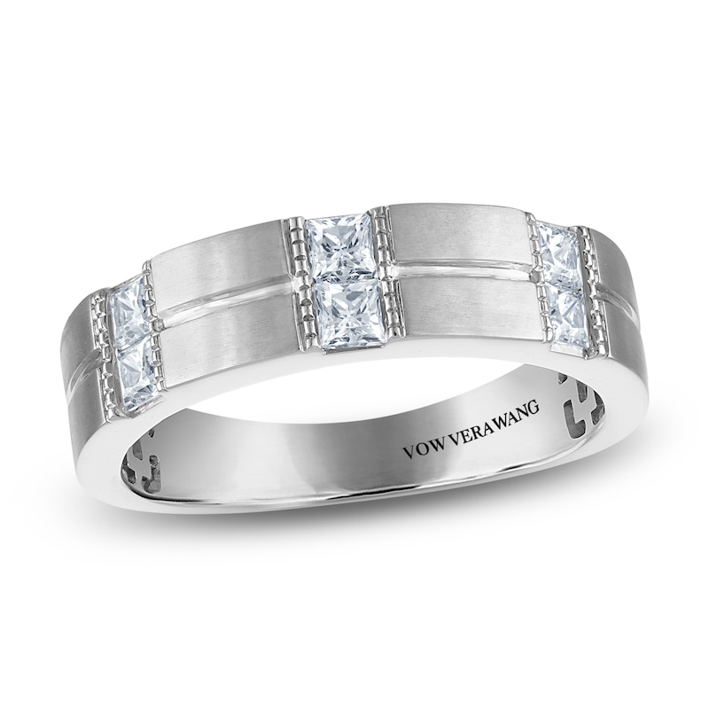 Main Image 1 of &nbsp; Vera Wang VOW Men's Square-Cut Diamond Wedding Band 5/8 ct tw 14K White Gold