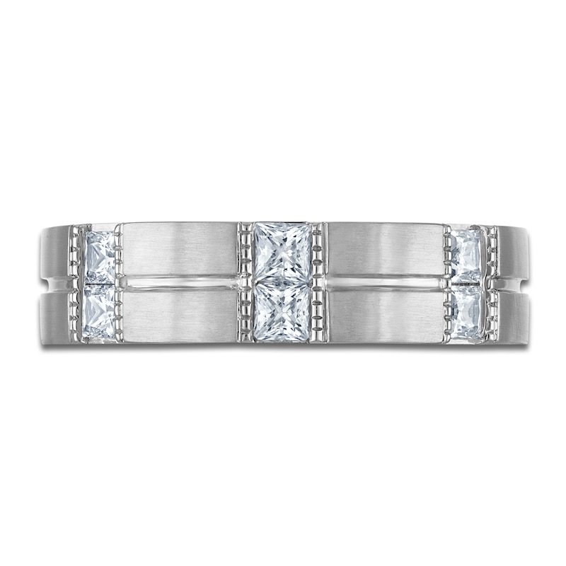 Main Image 3 of &nbsp; Vera Wang VOW Men's Square-Cut Diamond Wedding Band 5/8 ct tw 14K White Gold