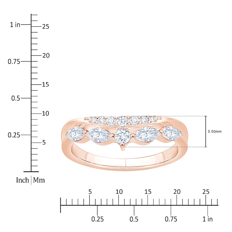 Main Image 4 of Marquise & Round-Cut Lab-Grown Diamond Anniversary Ring 1/2 ct tw 14K Rose Gold