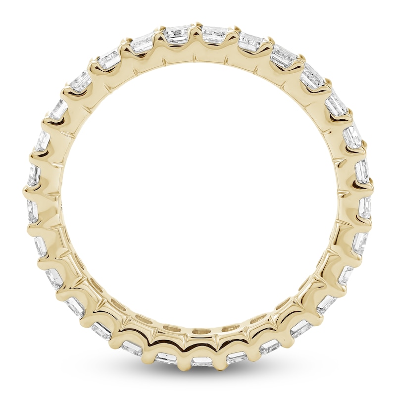 Main Image 4 of Emerald-Cut Lab-Grown Diamond Eternity Band 2 to 2-3/8 ct tw 14K Yellow Gold