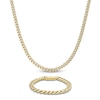 Thumbnail Image 1 of Cuban Curb Chain Necklace & Bracelet Set 8mm Yellow Ion-Plated Solid Stainless Steel