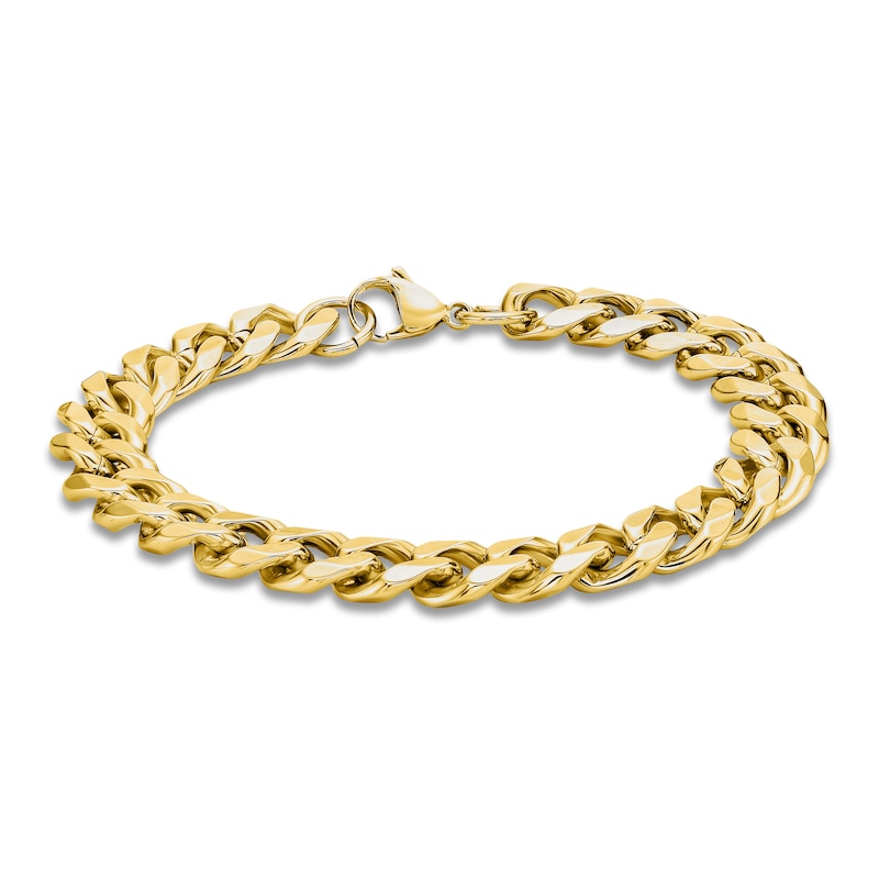 Main Image 6 of Cuban Curb Chain Necklace & Bracelet Set 8mm Yellow Ion-Plated Solid Stainless Steel