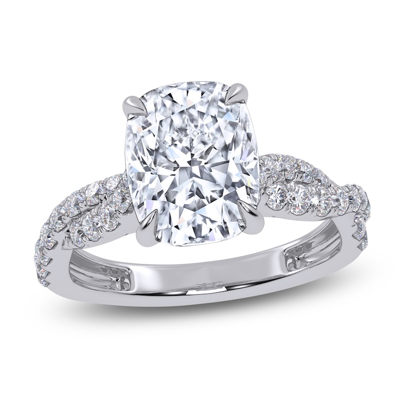 Main Image 1 of Cushion-Cut Lab-Grown Diamond Engagement Ring 3-1/2 ct tw 14K White Gold