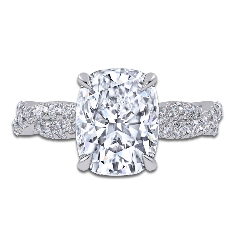 Main Image 3 of Cushion-Cut Lab-Grown Diamond Engagement Ring 3-1/2 ct tw 14K White Gold