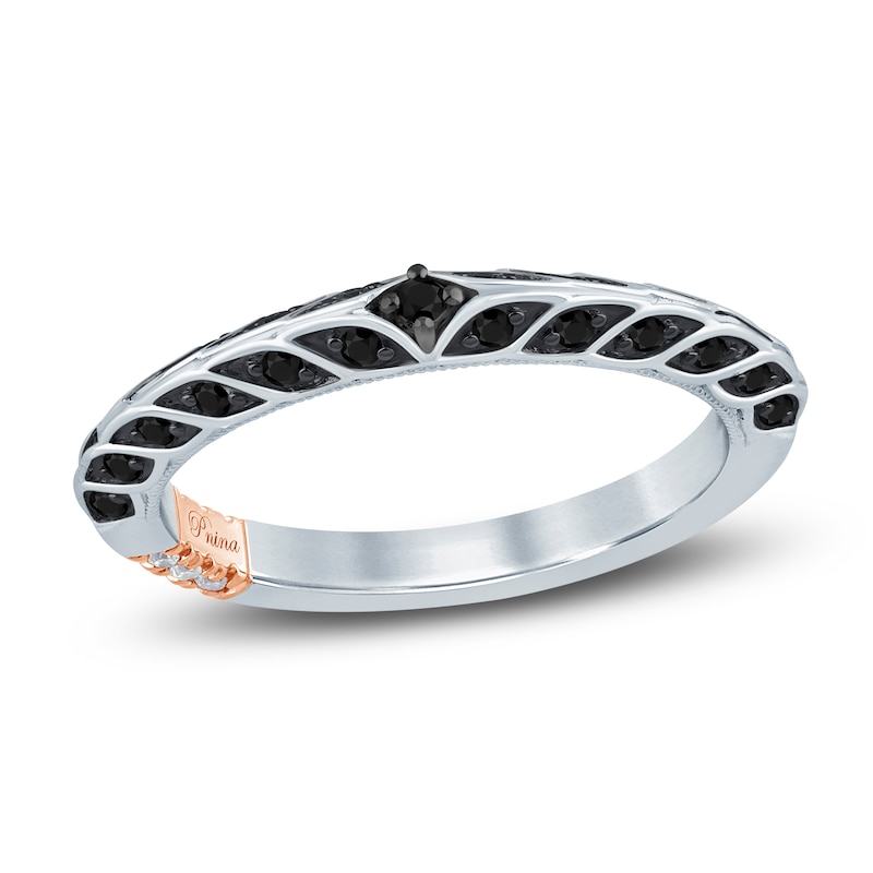 Main Image 1 of Pnina Tornai Black Diamond Knife-Edge Wedding Band 1/3 ct tw 14K White Gold