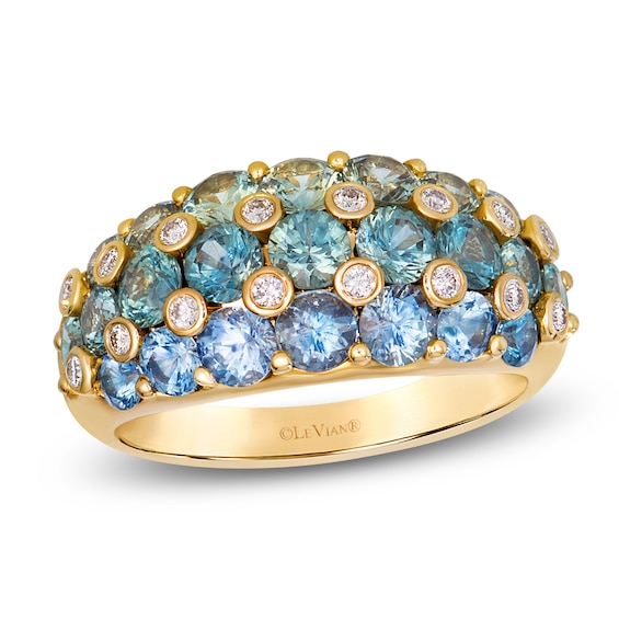 Le Vian Montana Sapphire Ombré Multi-Row Ring 1/6 ct tw Diamonds 14K Honey Gold