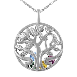 Birthstone Family & Mother's Caged Tree Necklace