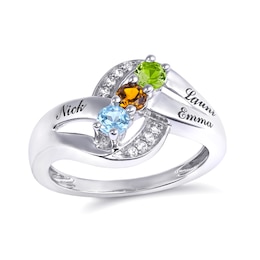 Mother's Family Birthstone Ring (1-3 Stones and 2-3 Lines)