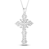 Thumbnail Image 1 of Diamond Cross Necklace 1-1/2 Carats tw Round/Baguette-Cut 14K White Gold