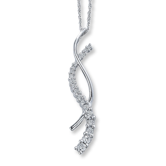 Diamond Necklace 14 ct tw Round 10K White Gold