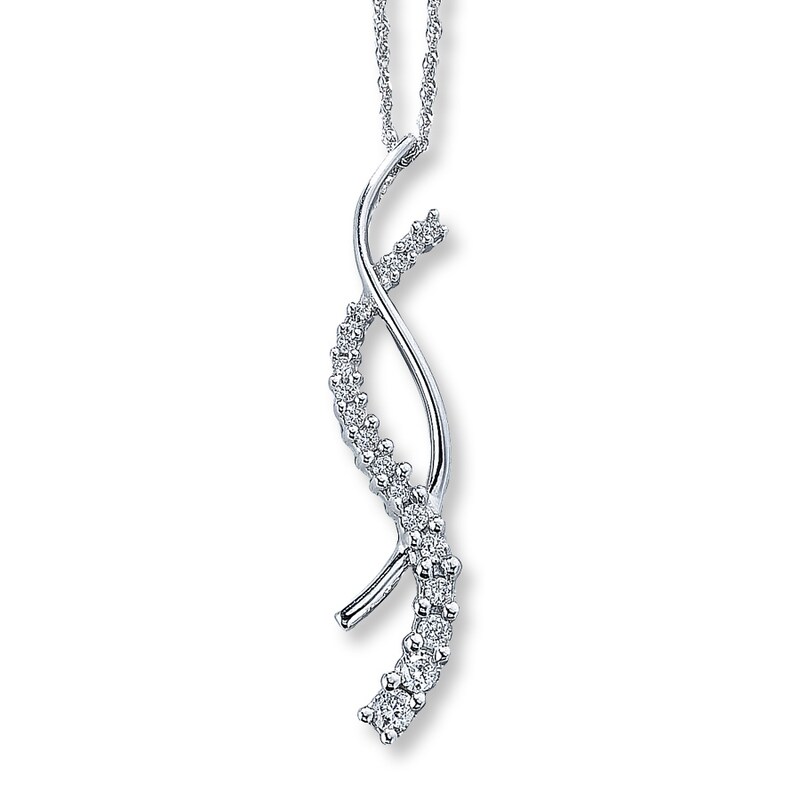 Main Image 1 of Diamond Necklace 1/4 ct tw Round 10K White Gold