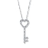 Thumbnail Image 1 of Diamond Key Necklace 1/10 ct tw Round-Cut 10K White Gold
