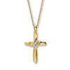 Thumbnail Image 1 of Diamond Cross Necklace 1/20 ct tw Round 10K Yellow Gold