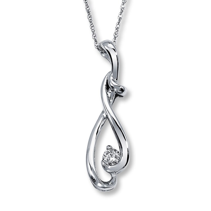 Main Image 1 of Diamond Necklace 1/10 carat Round-cut 10K White Gold