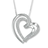 Thumbnail Image 1 of Diamond Heart Necklace 1/8 ct tw Round-Cut 10K White Gold