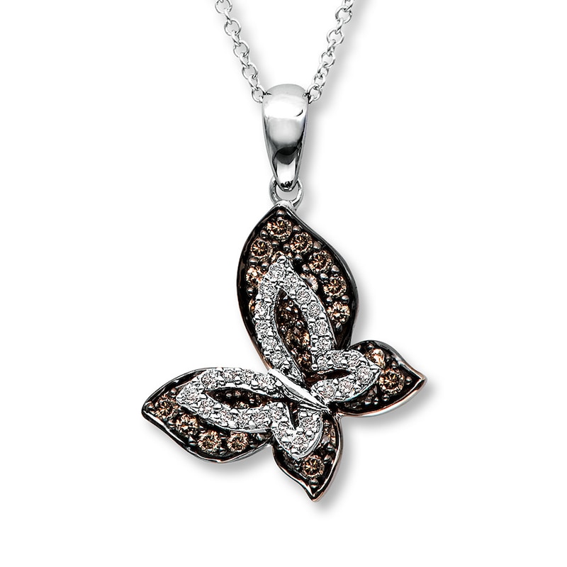 Le Vian Chocolate Diamonds 5/8 ct tw Butterfly Necklace 14K Vanilla Gold
