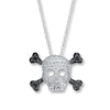 Thumbnail Image 1 of Diamond Skull Necklace 1/20 ct tw Black/White 10K White Gold