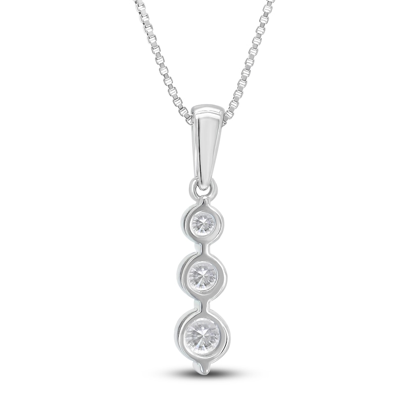 3-Stone Diamond Necklace 1 ct tw Round 14K White Gold