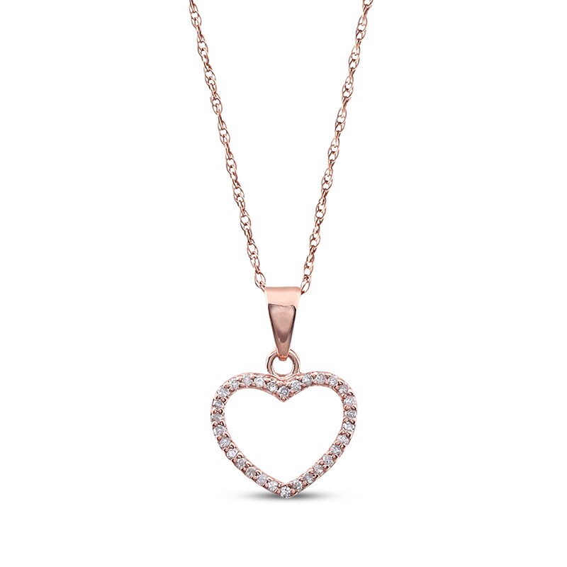 Diamond Heart Necklace 1 10 Ct Tw Round Cut 10k Rose Gold Jared