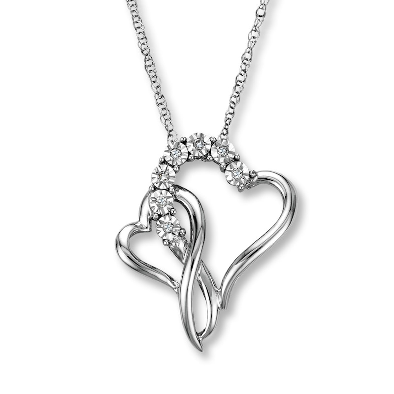 Heart Necklace with Diamond Accents 10K White Gold