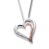 Thumbnail Image 0 of Diamond Heart Necklace Sterling Silver/10K Rose Gold