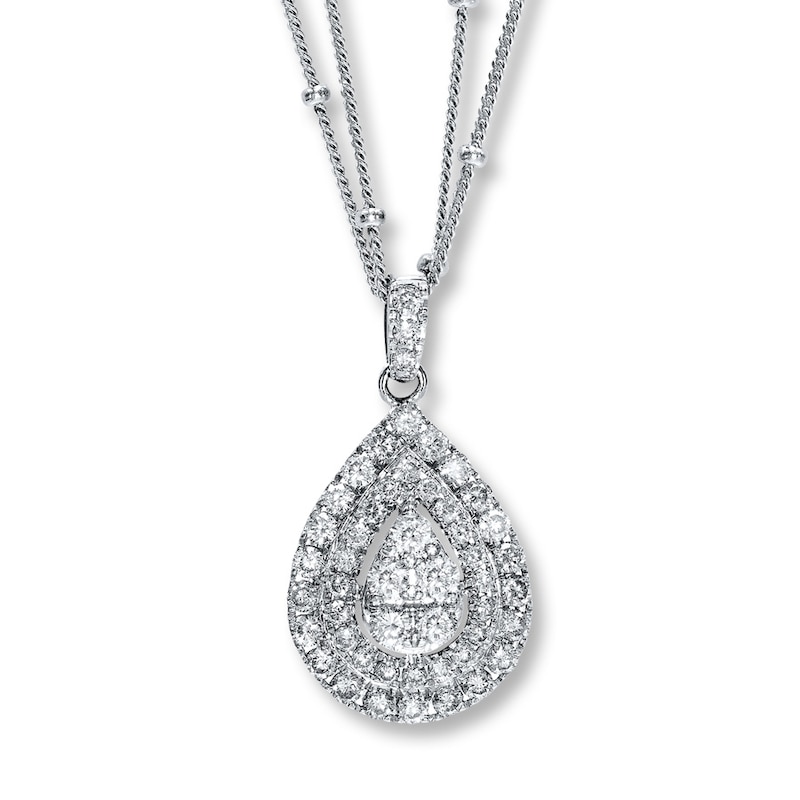 Main Image 1 of Diamond Necklace 1-1/4 ct tw Round 14K White Gold