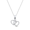 Thumbnail Image 1 of Twin Hearts Necklace 1/8 ct tw Diamonds 10K White Gold