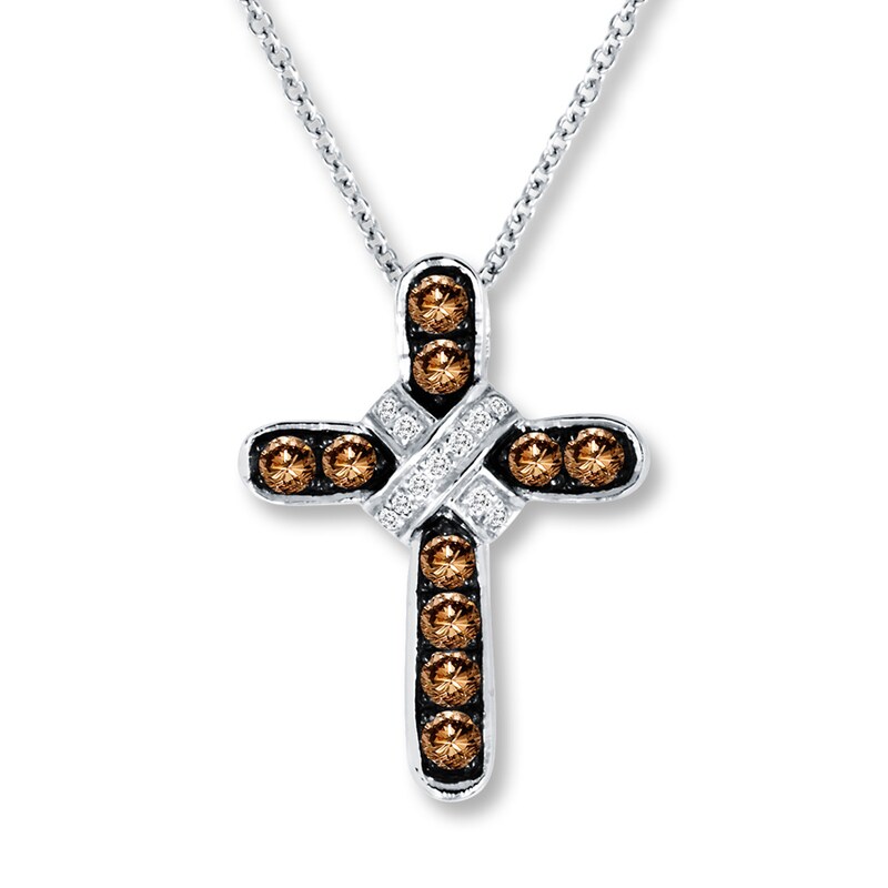 Main Image 1 of Le Vian Chocolate Diamonds 1/3 ct tw Cross Necklace 14K Gold