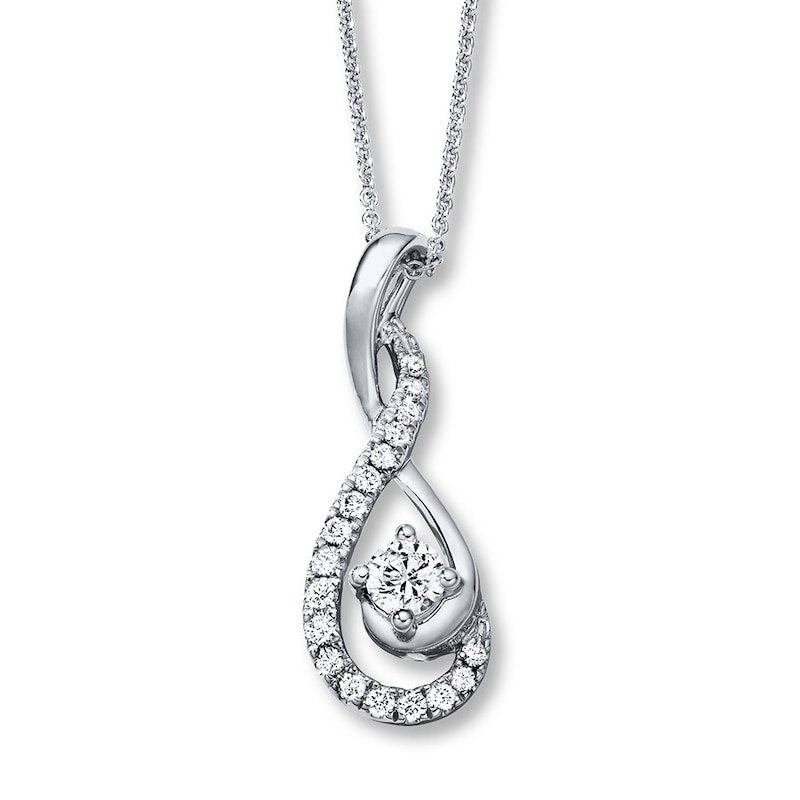 Hearts Desire Diamond Necklace 5/8 ct tw Round-cut 18K White Gold