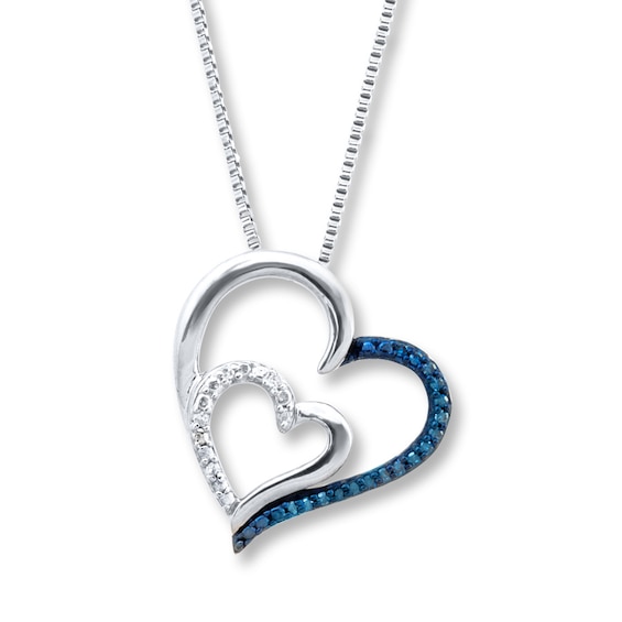 Blue White Diamonds 1 Ct Tw Necklace Sterling Silver Jared