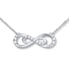 Thumbnail Image 1 of Infinity Swirl Necklace 1/8 ct tw Diamonds 10K White Gold