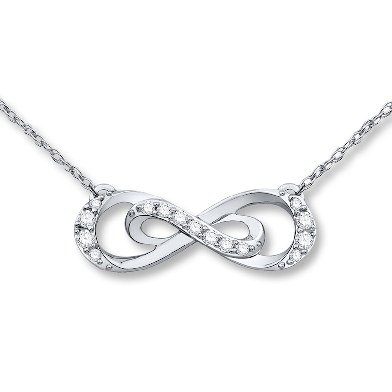Main Image 1 of Infinity Swirl Necklace 1/8 ct tw Diamonds 10K White Gold