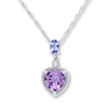 Thumbnail Image 0 of Amethyst Heart Necklace Tanzanite & Diamond Sterling Silver