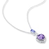 Thumbnail Image 1 of Amethyst Heart Necklace Tanzanite & Diamond Sterling Silver