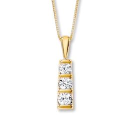 3-Stone Necklace 1/2 ct tw Diamonds 18K Yellow Gold