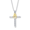 Thumbnail Image 1 of Cross Necklace 1/15 ct tw Diamonds Sterling Silver/10K Gold