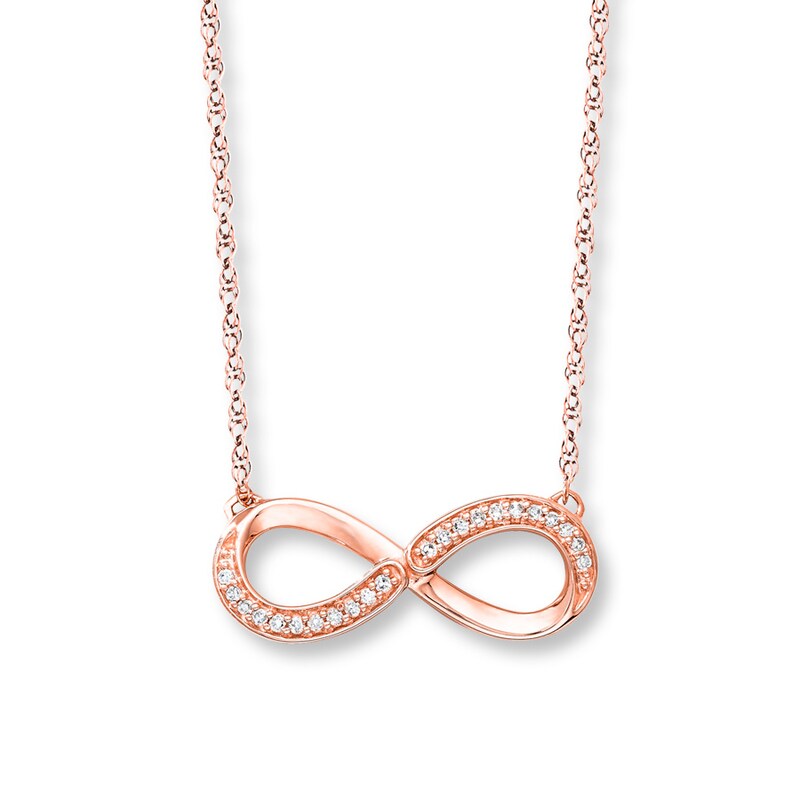 Infinity Symbol Necklace 1/15 ct tw Diamonds 10K Rose Gold