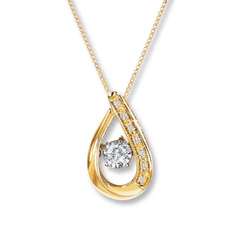 Main Image 1 of Diamonds in Rhythm 1/10 ct tw Round-cut 10K Gold Necklace