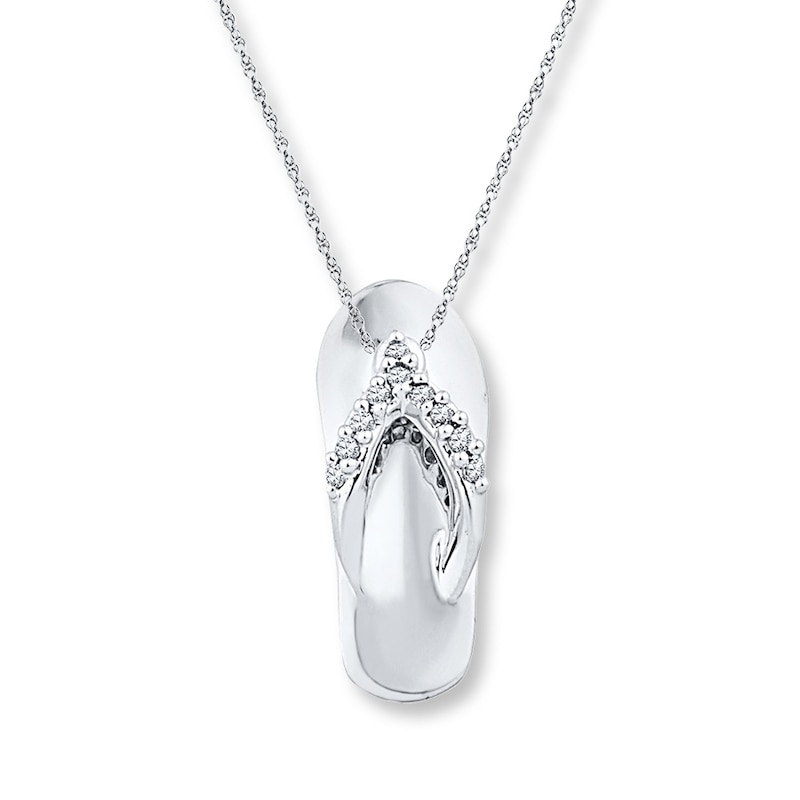Flip-Flop Necklace 1/20 ct tw Diamonds Sterling Silver