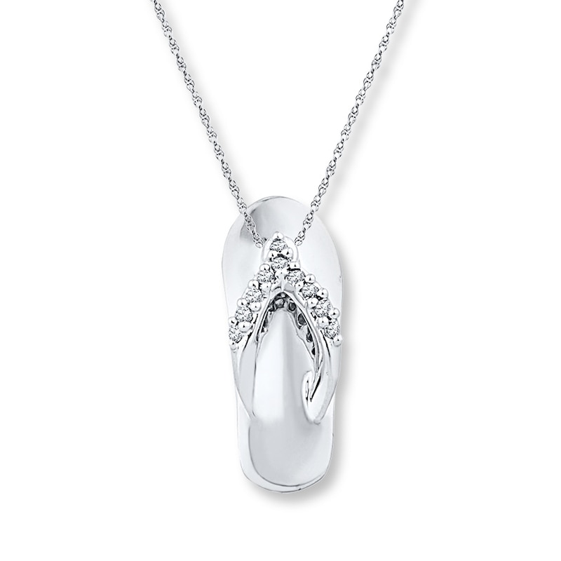 Main Image 1 of Flip-Flop Necklace 1/20 ct tw Diamonds Sterling Silver