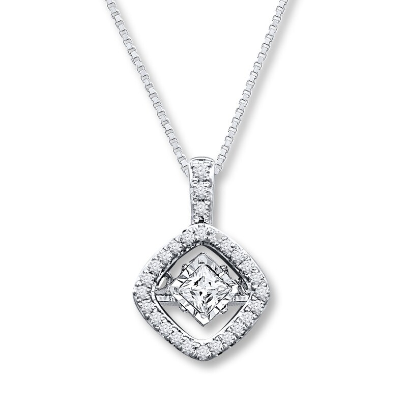 Main Image 1 of Diamonds in Rhythm 1/5 ct tw Princess-cut 10K Gold Necklace