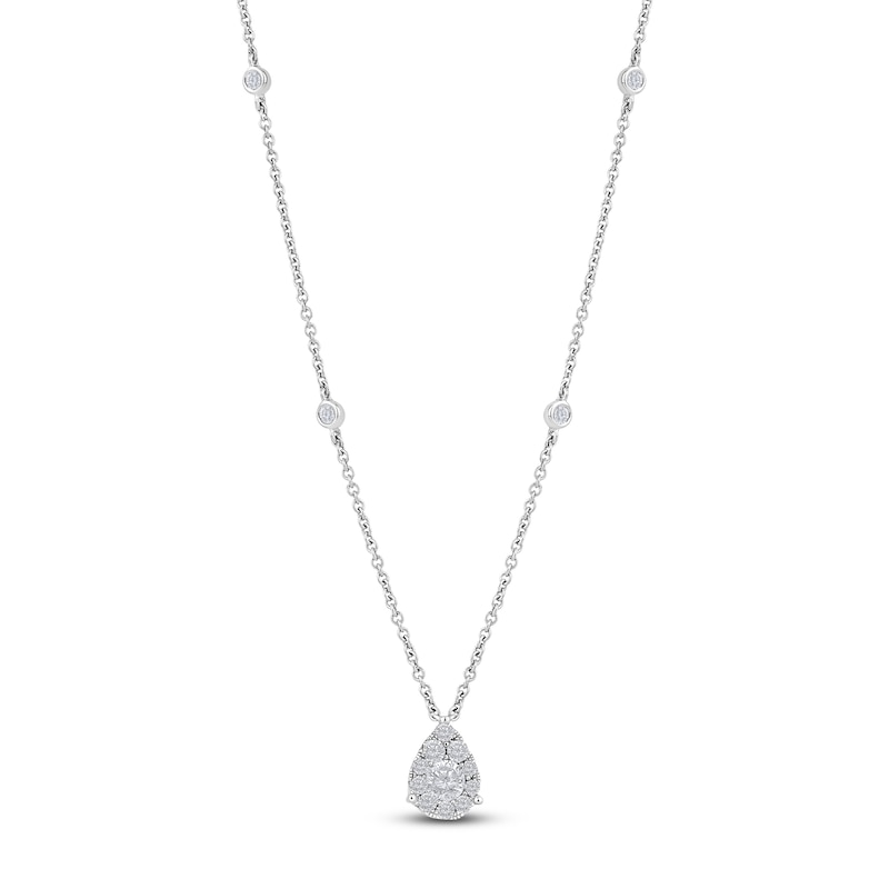 Main Image 1 of Diamond Teardrop Necklace 5/8 ct tw Round 14K White Gold