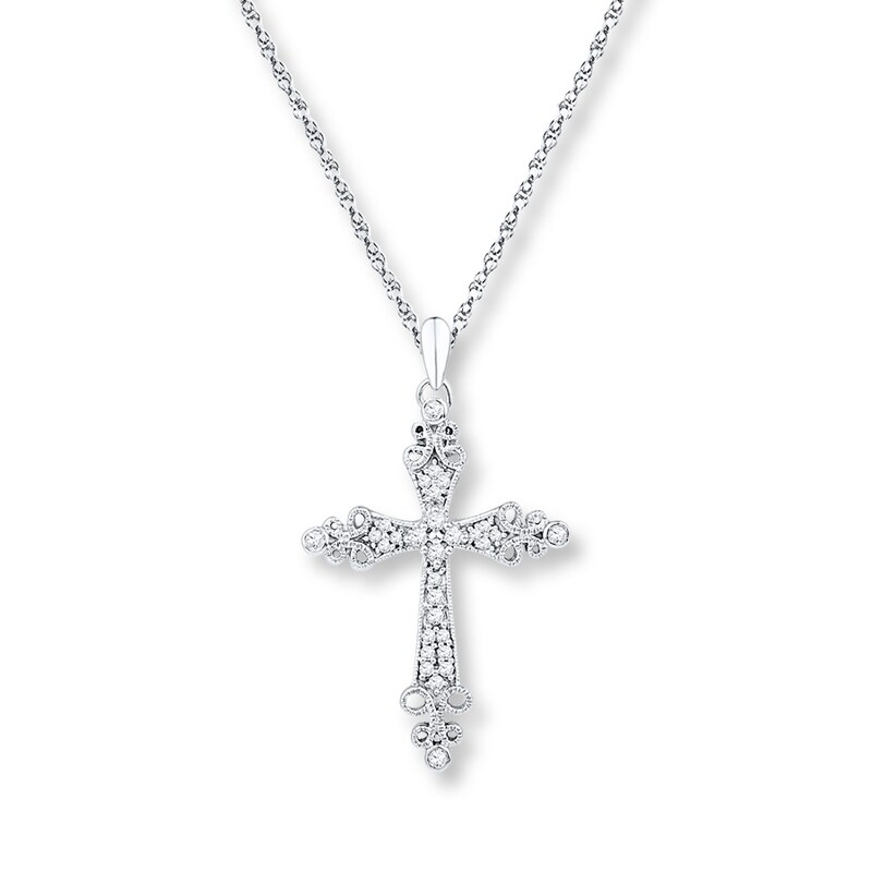 Diamond Cross Necklace 1/4 Carat tw Round Sterling Silver | Jared