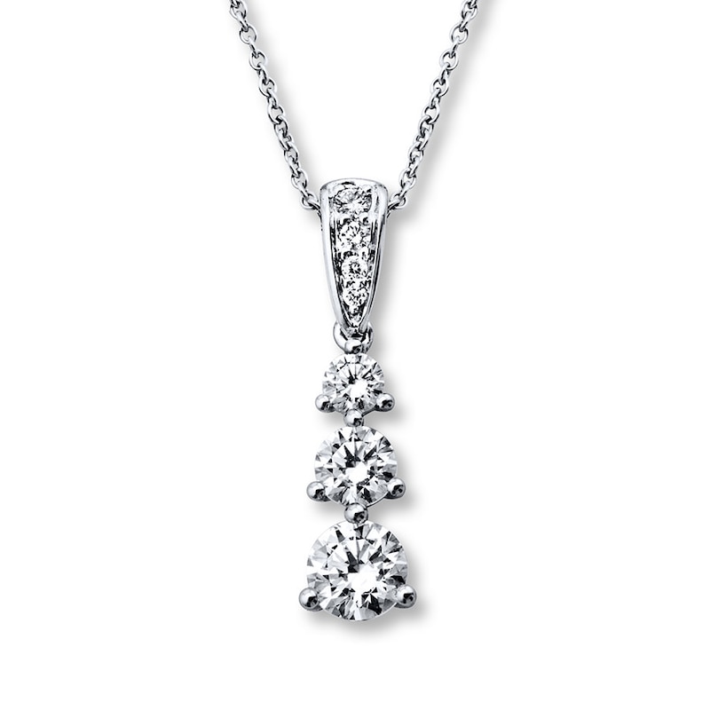 Diamond Necklace 1 ct tw Round 18K White Gold