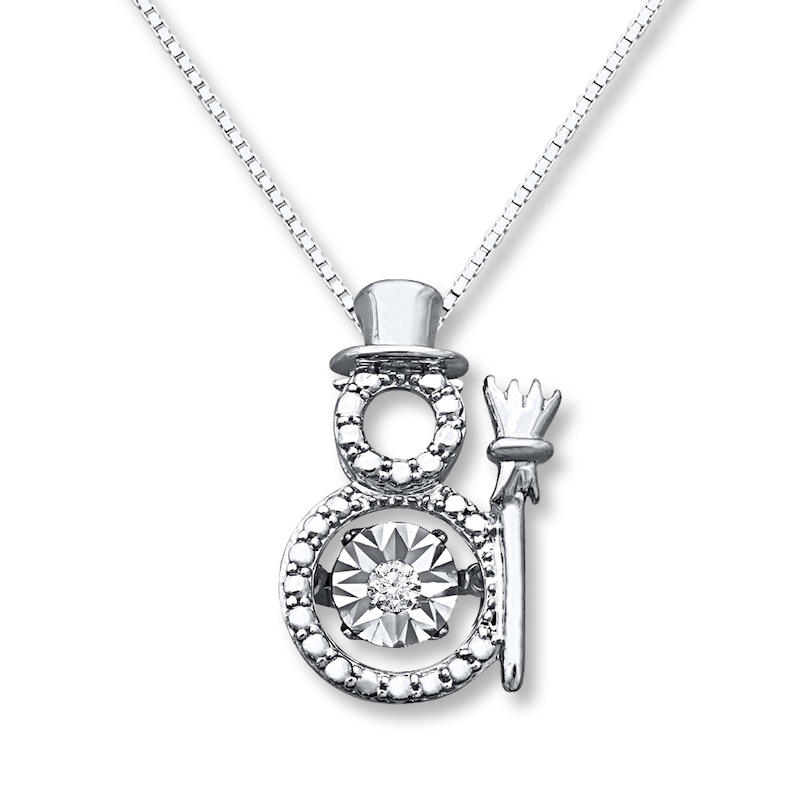 Diamonds in Rhythm Snowman Necklace Sterling Silver